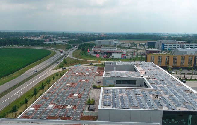 Blick auf das Heiderbeck Gebäude von oben